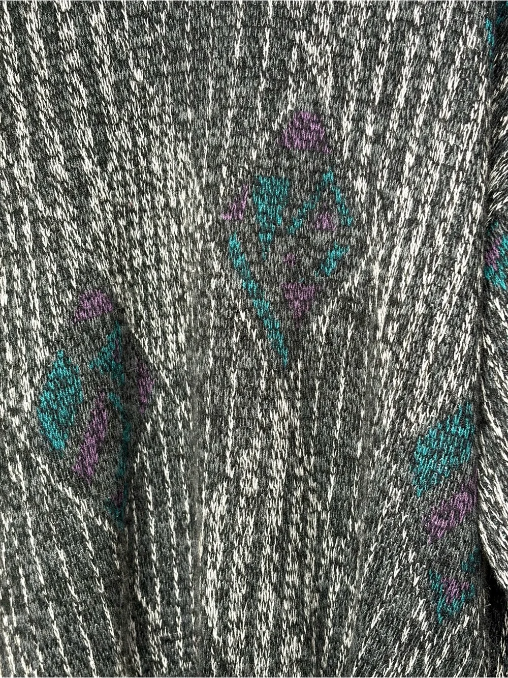 Vintage 90s Michael Gerald Sweater Gray Blue Geometric Knit Retro Dad Mens Large
